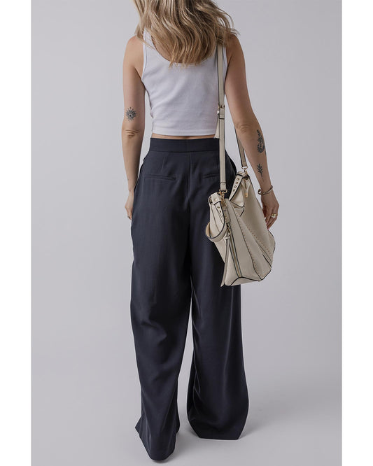 High-Waist Pleated Wide-Leg Trousers