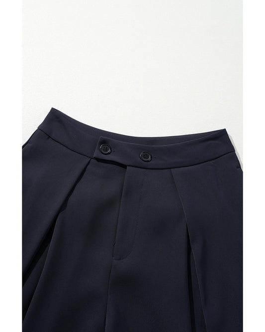 High-Waist Pleated Wide-Leg Trousers