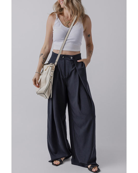 High-Waist Pleated Wide-Leg Trousers