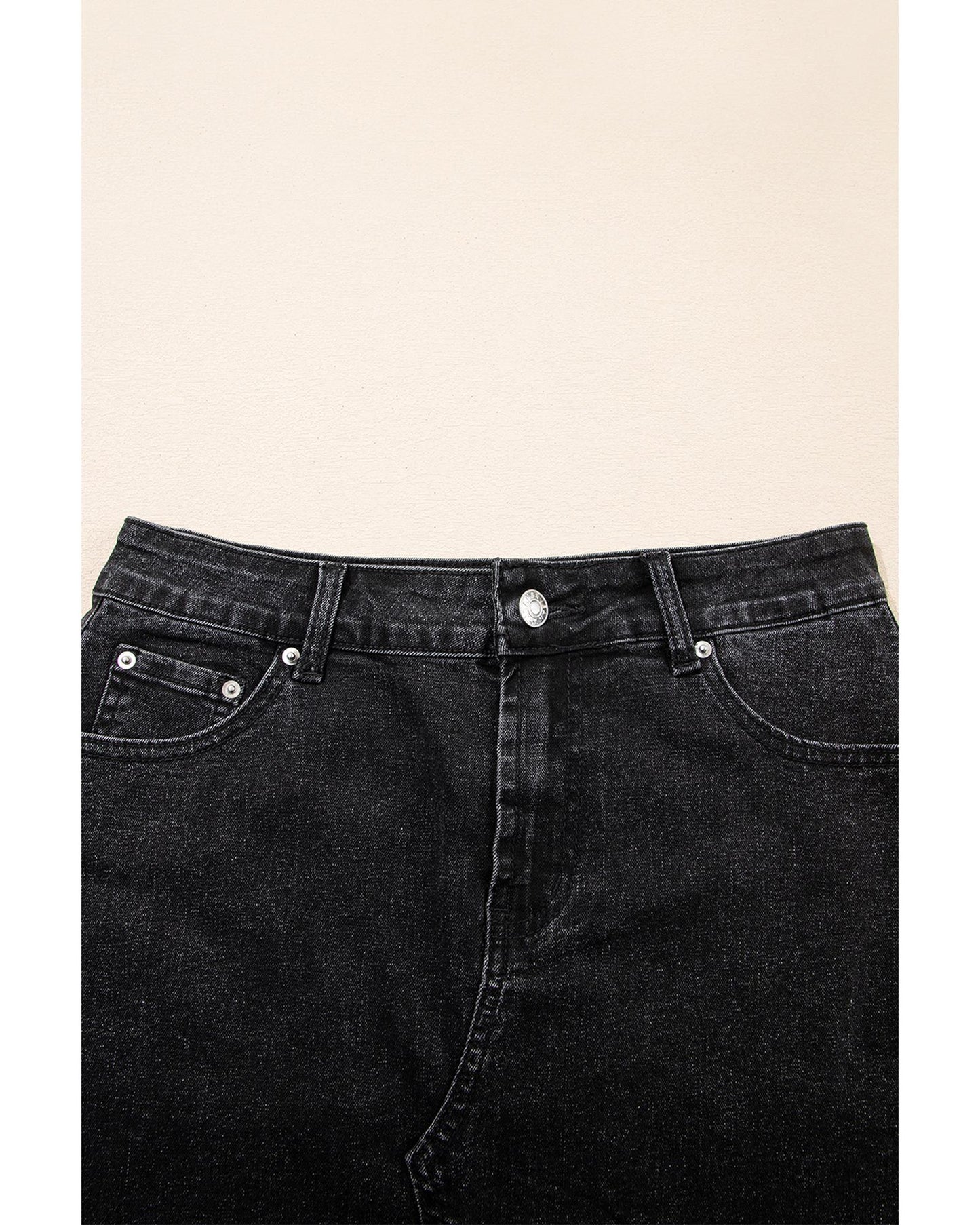 Mineral Wash Ripped Raw Hem Denim Mini Skirt