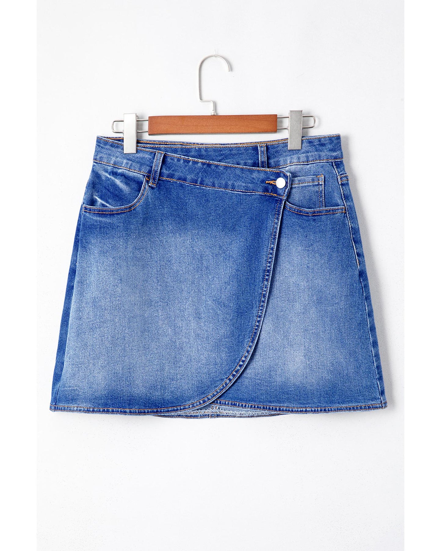 ASHLEIGH BLUE Wrapped Crossed Waist Denim Mini Skirt