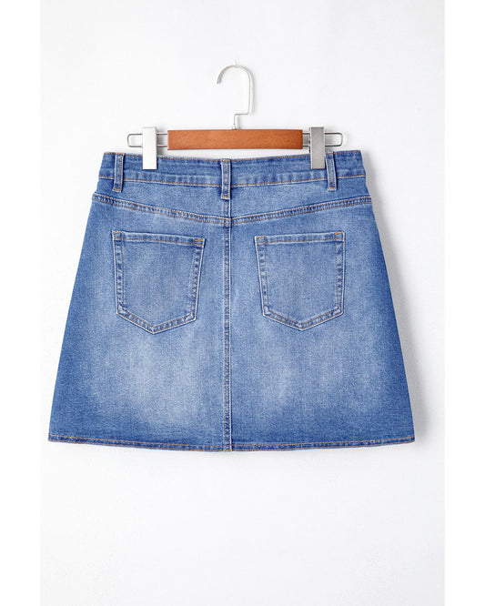 ASHLEIGH BLUE Wrapped Crossed Waist Denim Mini Skirt