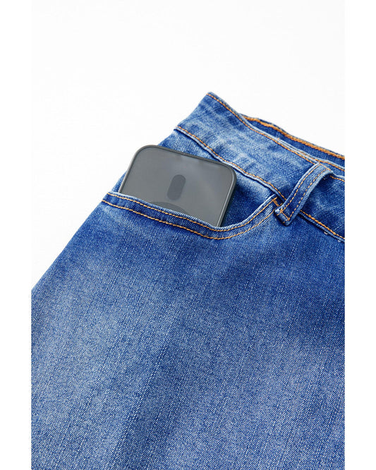 ASHLEIGH BLUE Wrapped Crossed Waist Denim Mini Skirt
