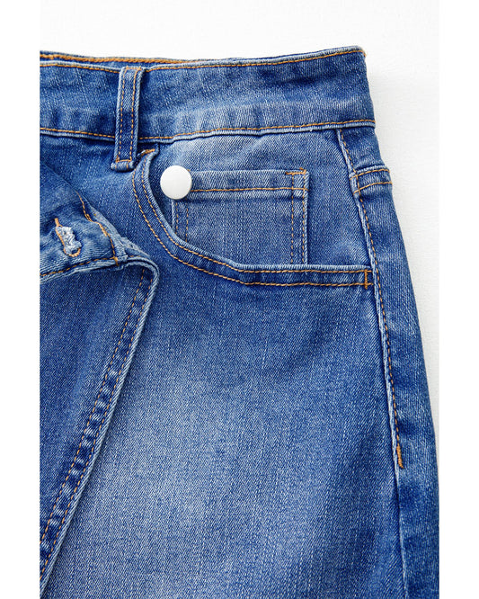 ASHLEIGH BLUE Wrapped Crossed Waist Denim Mini Skirt