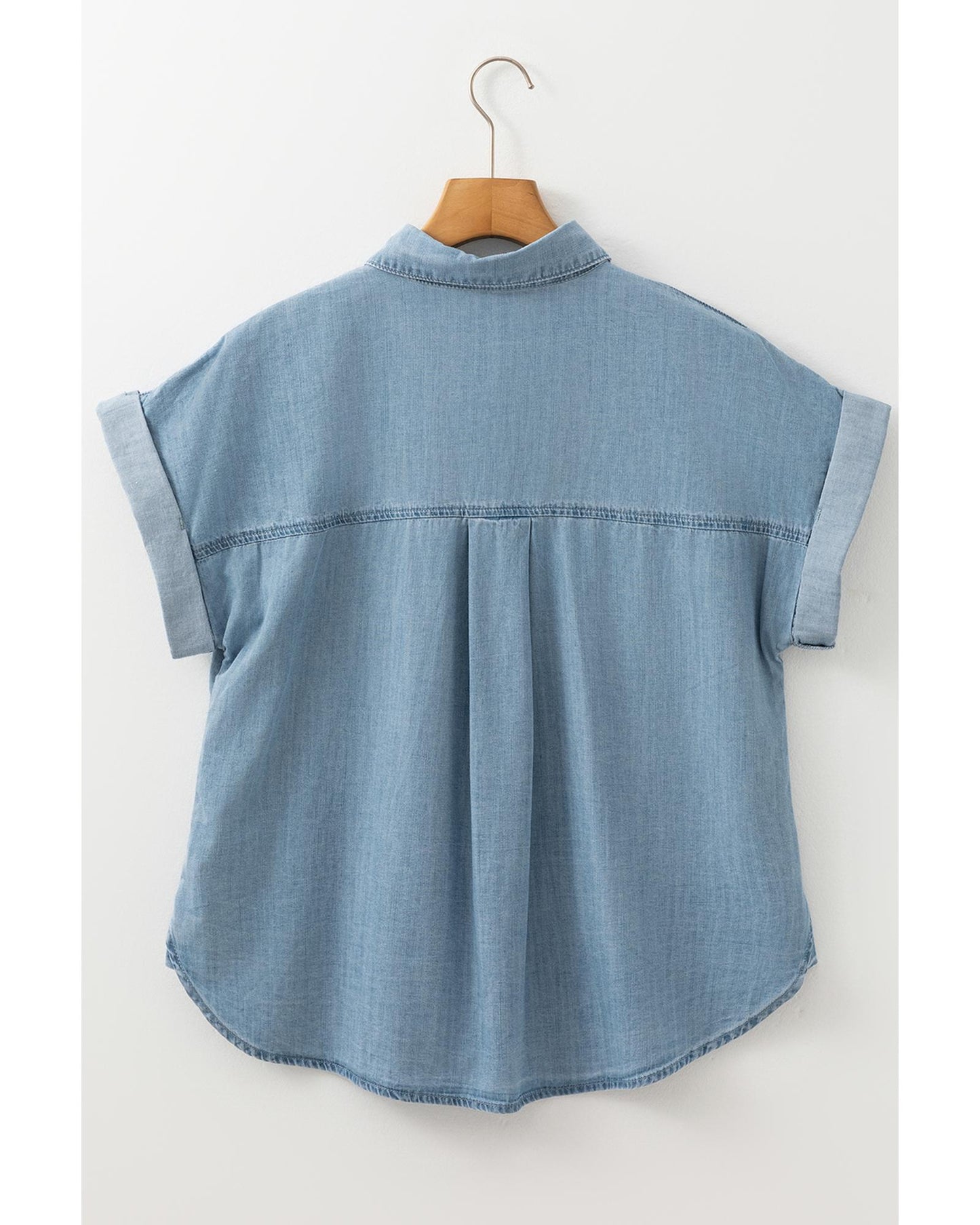 Folded Short Sleeve Denim Shirt