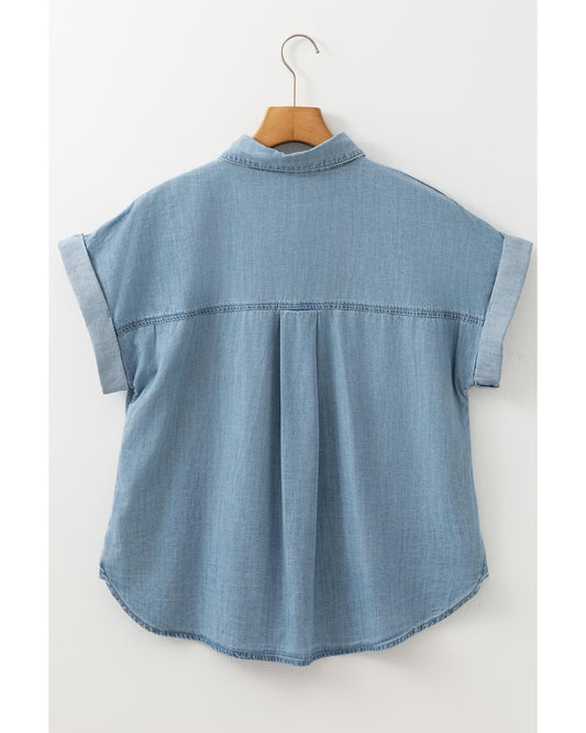 Folded Short Sleeve Denim Shirt