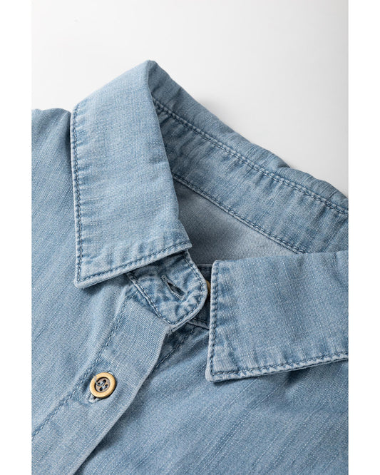 Folded Short Sleeve Denim Shirt