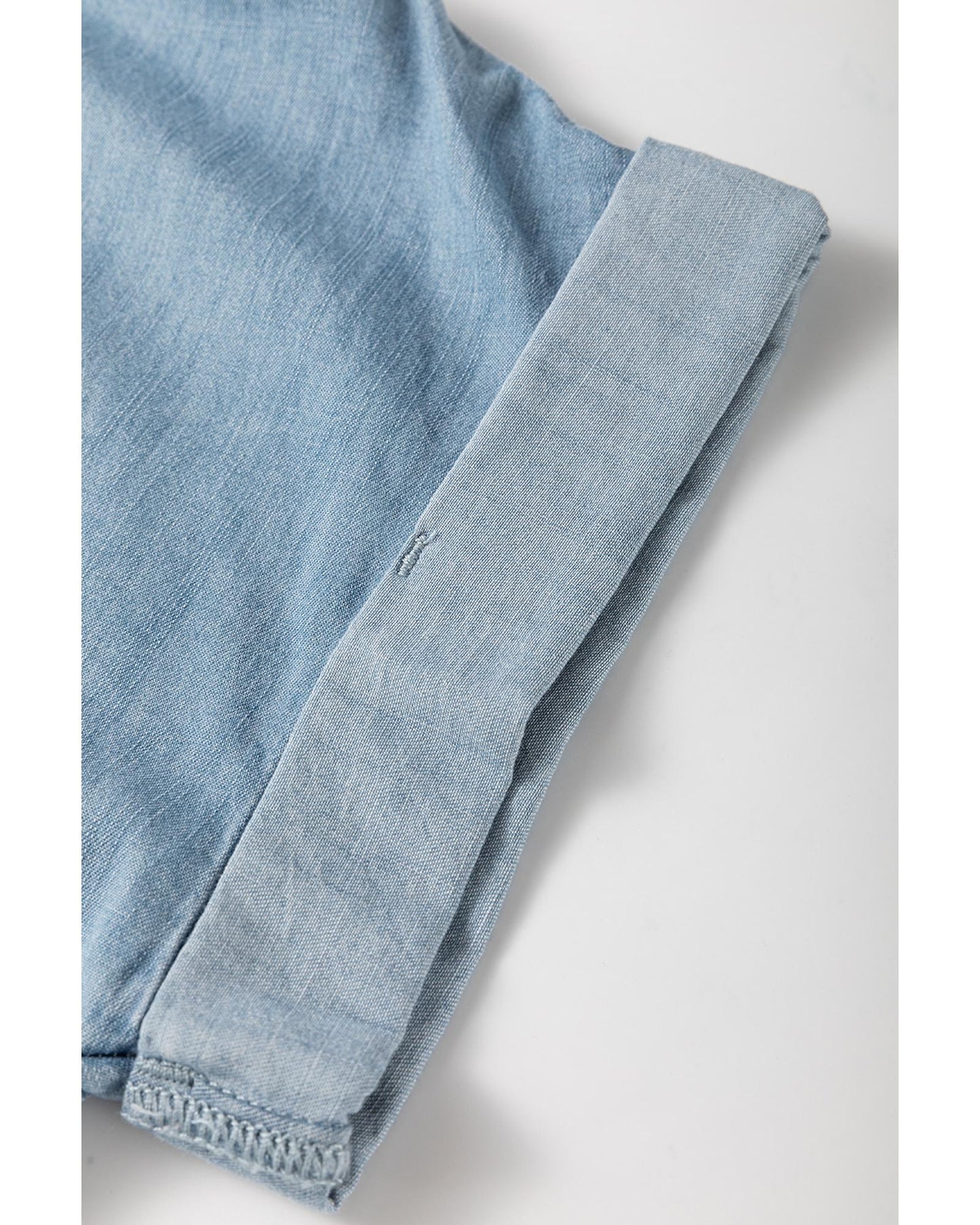 Folded Short Sleeve Denim Shirt