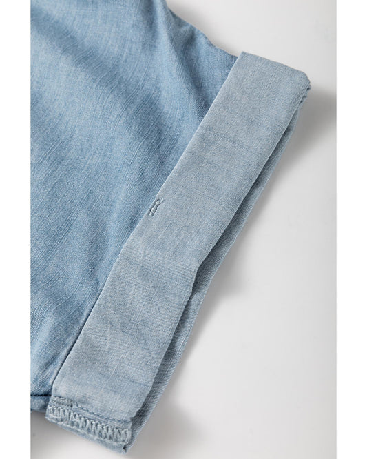Folded Short Sleeve Denim Shirt