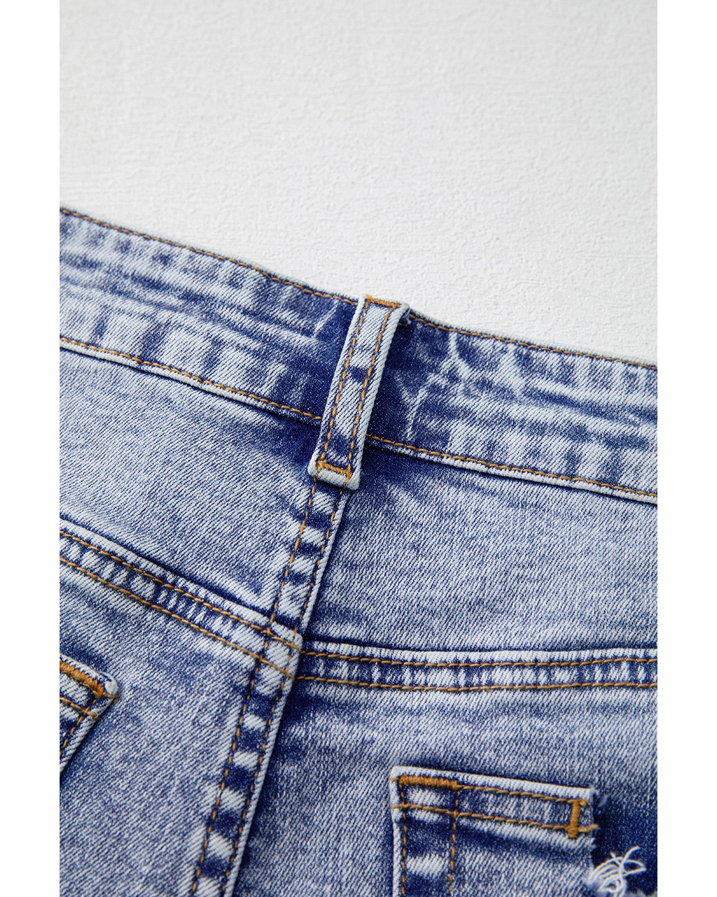 Beau Blue Pearl Studded Pockets Denim Shorts
