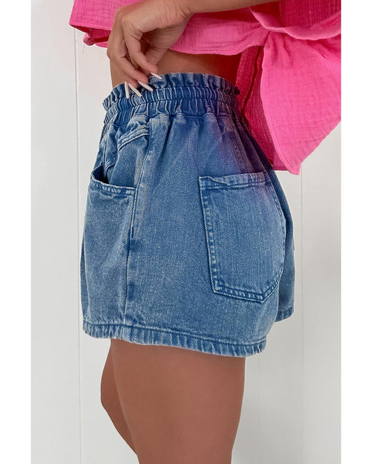 ASHLLEIGH BLUE Drawstring High Waist Denim Shorts