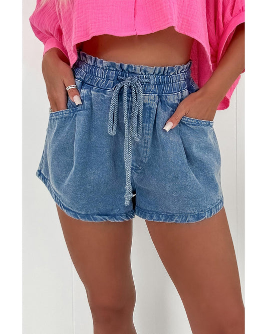 ASHLLEIGH BLUE Drawstring High Waist Denim Shorts