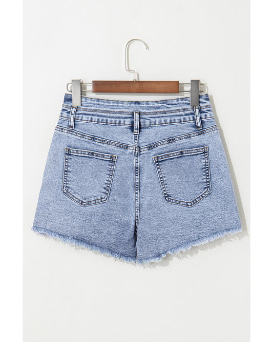 Beau Blue Rhinestone Light Wash Denim Shorts