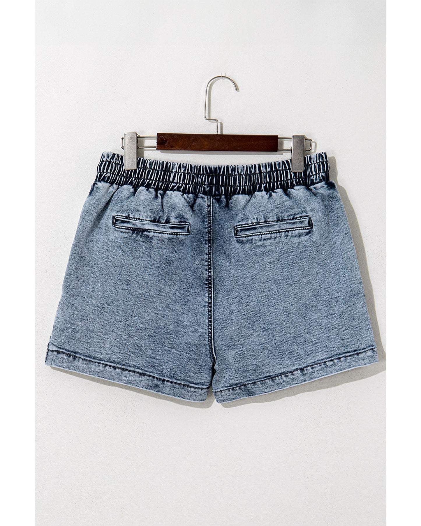 Drawstring High Waist Pocketed Denim Shorts-Skirt