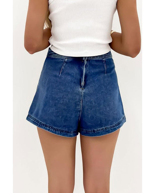 Ashleigh Faux Wrapped Mini Denim Short-Skirt