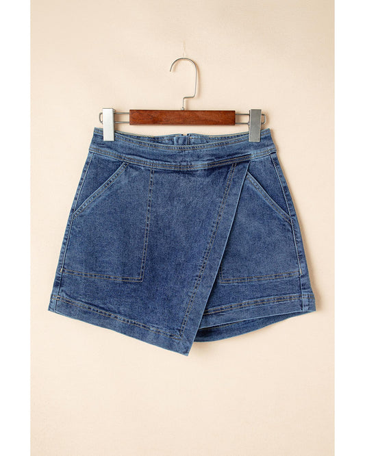 Ashleigh Faux Wrapped Mini Denim Short-Skirt