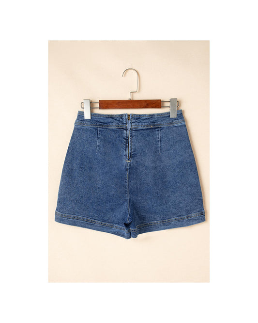 Ashleigh Faux Wrapped Mini Denim Short-Skirt