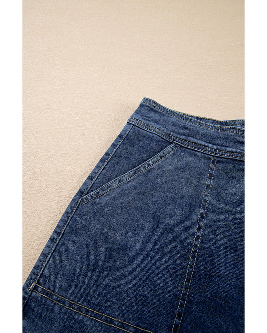 Ashleigh Faux Wrapped Mini Denim Short-Skirt