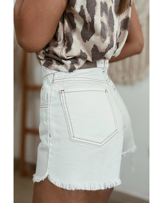 Raw Hem High Waist Denim Shorts