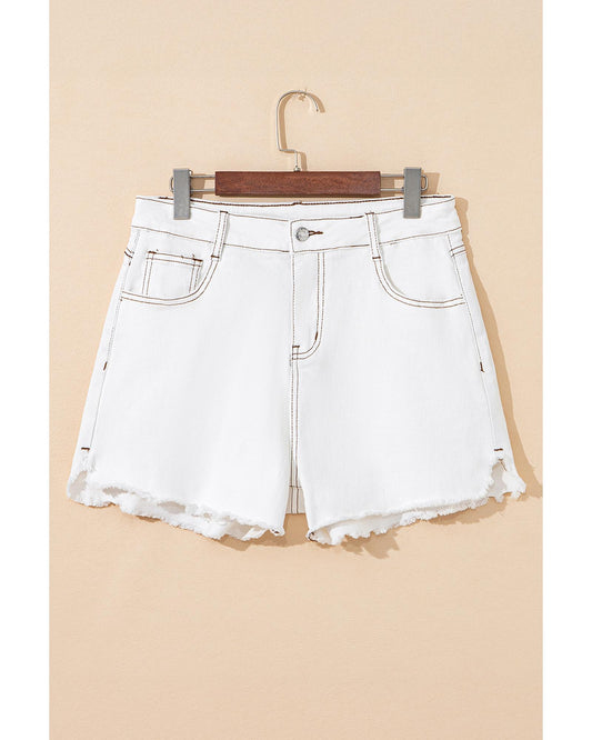 Raw Hem High Waist Denim Shorts