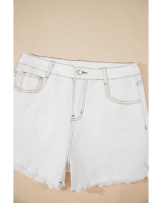 Raw Hem High Waist Denim Shorts