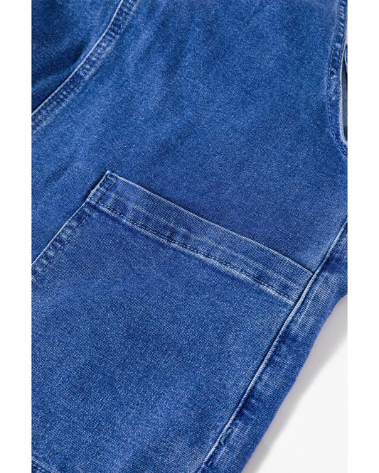 Prussian Blue Mineral Wash Wide Leg Denim Overalls