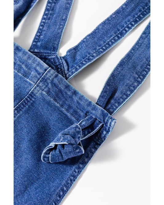 Prussian Blue Mineral Wash Wide Leg Denim Overalls