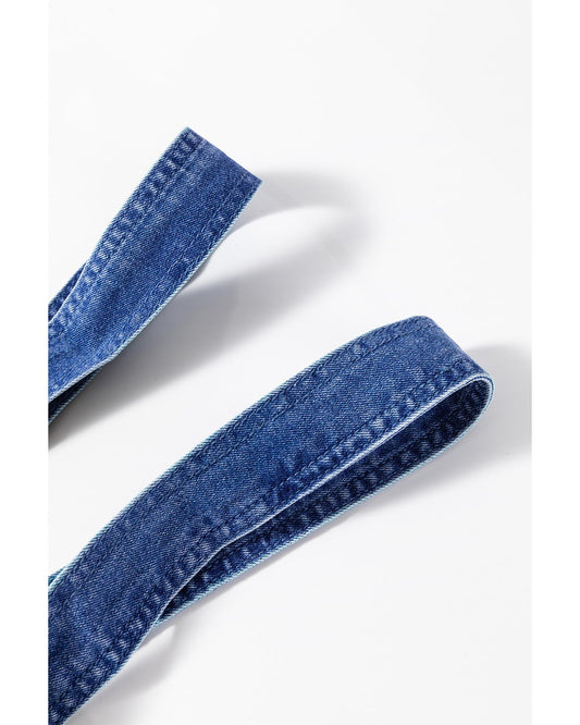 Prussian Blue Mineral Wash Wide Leg Denim Overalls