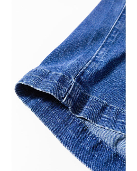 Prussian Blue Mineral Wash Wide Leg Denim Overalls