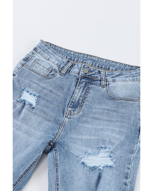 AZURA EXCHANGE Light Wash Distressed Flare Jeans
