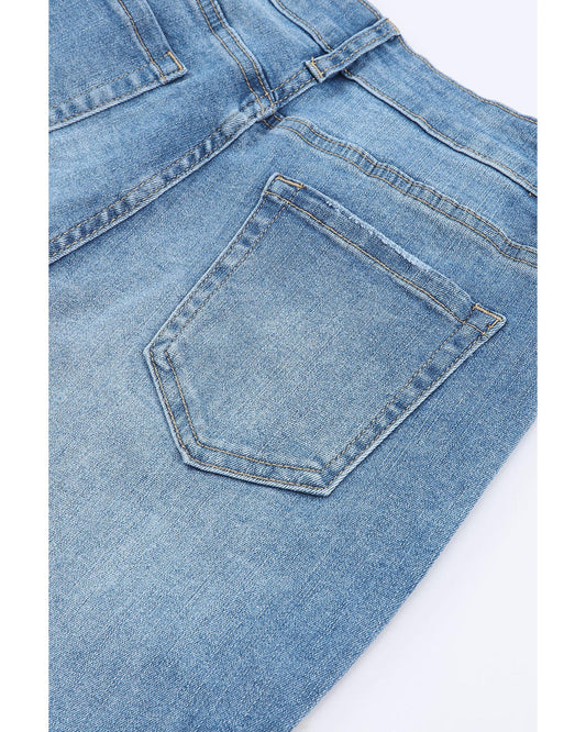 Azura Exchange Buttoned Distressed Flared Jeans