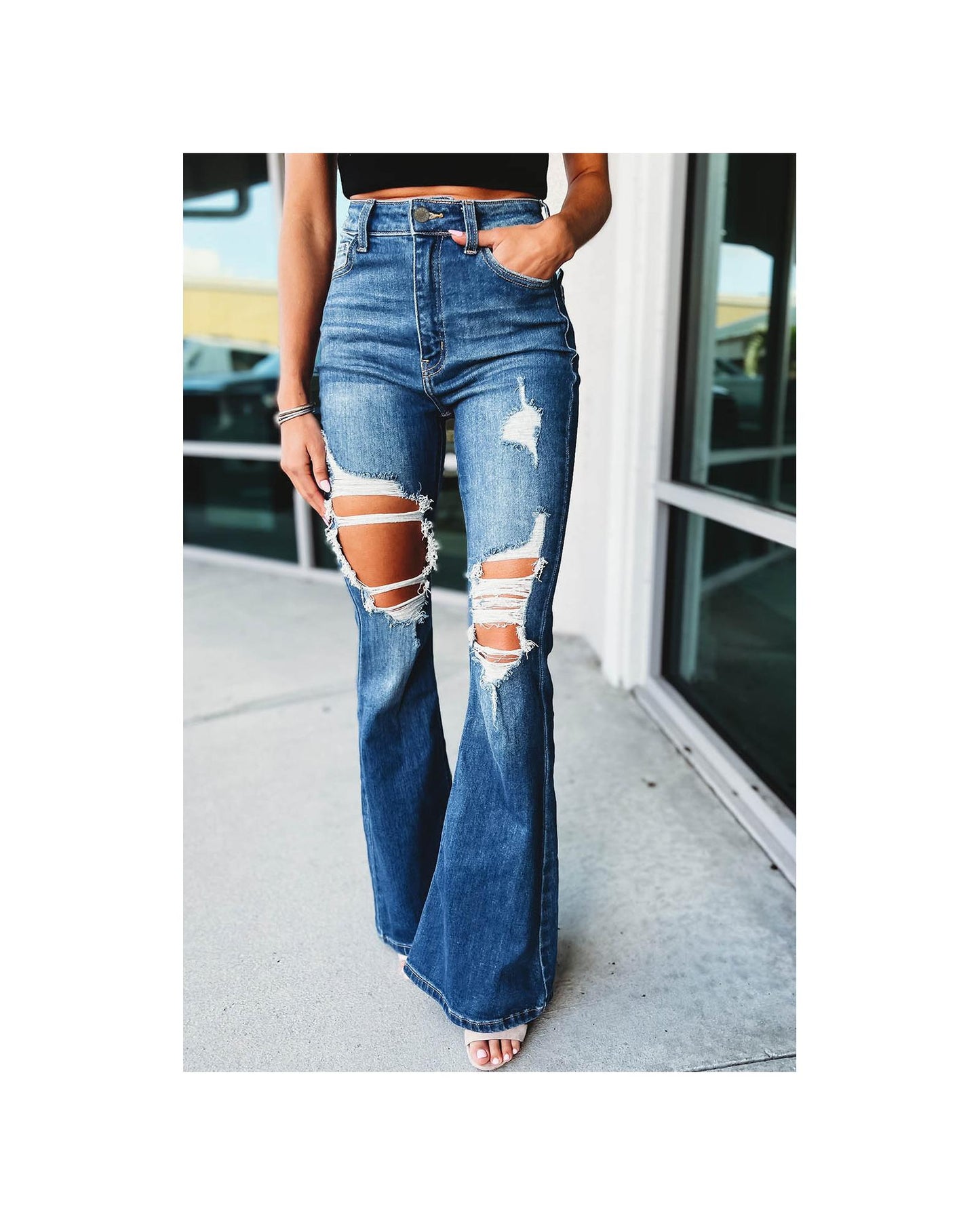 AZURA EXCHANGE Distressed Flare Jeans