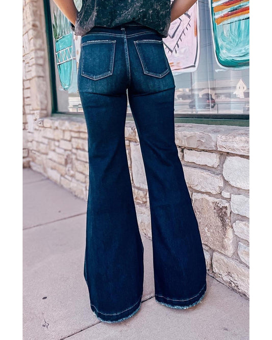 High Rise Ripped Bell Bottom Jeans
