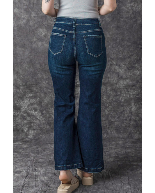 High Rise Ripped Bell Bottom Jeans
