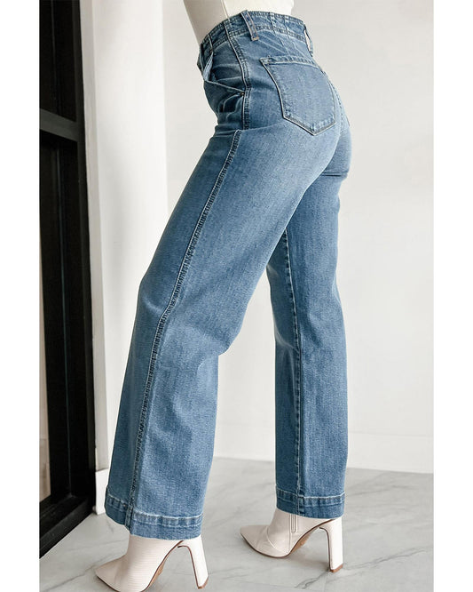 Dusk Blue Multi-Button Medium Wash Jeans
