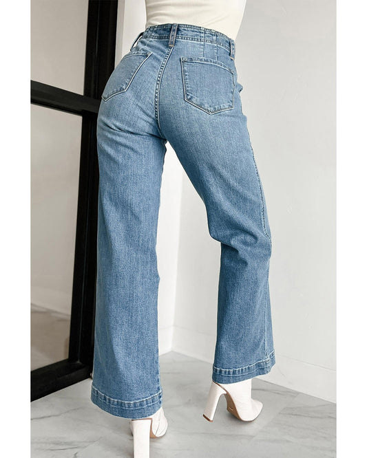 Dusk Blue Multi-Button Medium Wash Jeans