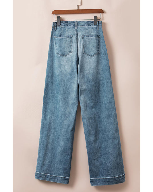 Dusk Blue Multi-Button Medium Wash Jeans