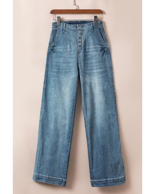 Dusk Blue Multi-Button Medium Wash Jeans