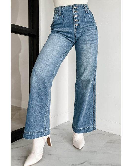 Dusk Blue Multi-Button Medium Wash Jeans