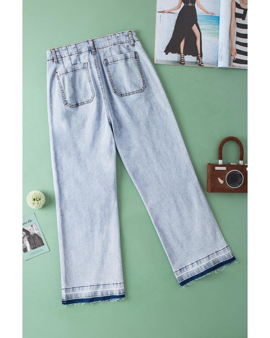 Beau Blue Acid Wash  Cropped Jeans