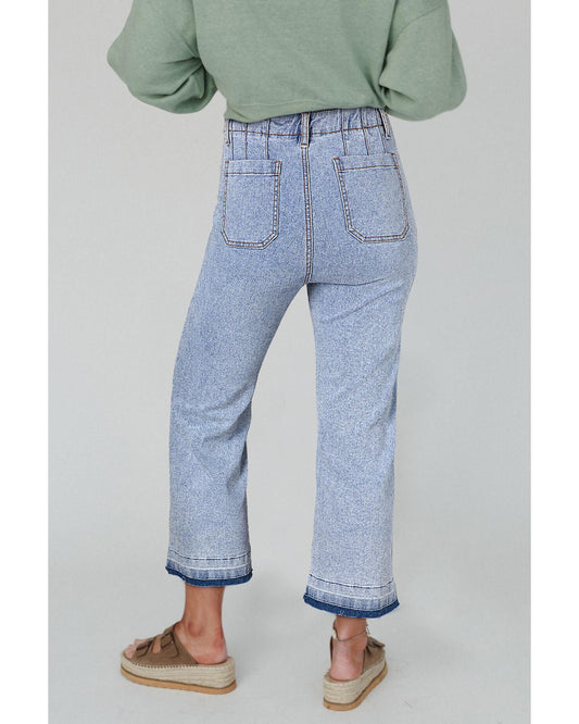 Beau Blue Acid Wash  Cropped Jeans