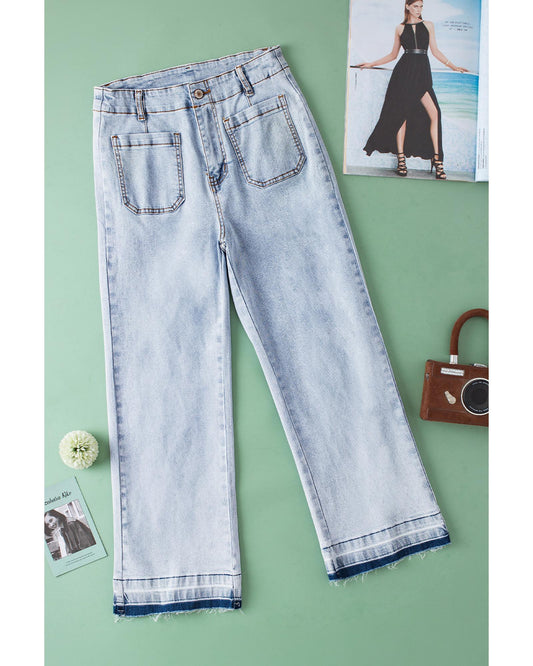 Beau Blue Acid Wash  Cropped Jeans