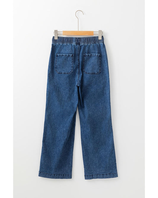 Mineral Wash Drawstring Loose Straight Denim