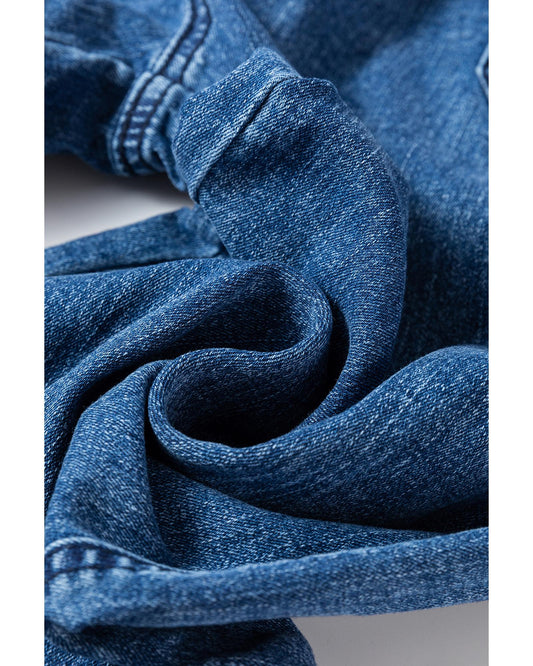 Mineral Wash Drawstring Loose Straight Denim