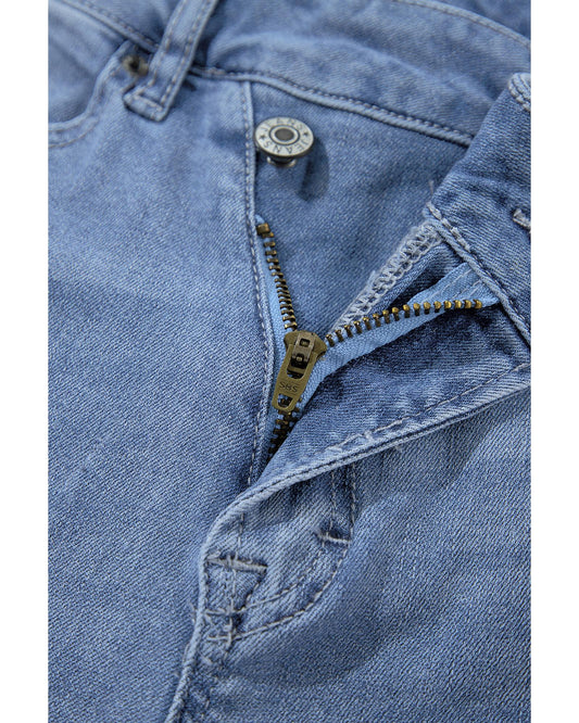Straight High Rise Asymmetric Button Fly Jeans