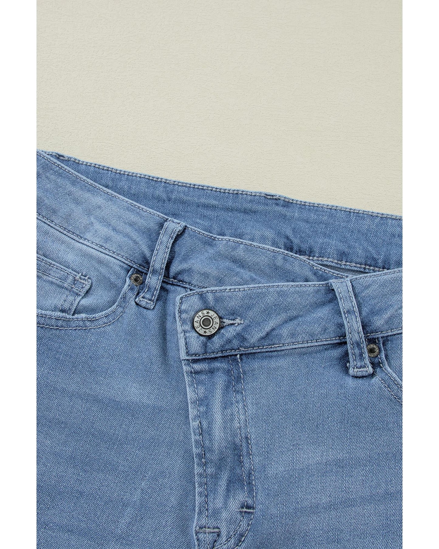 Straight High Rise Asymmetric Button Fly Jeans