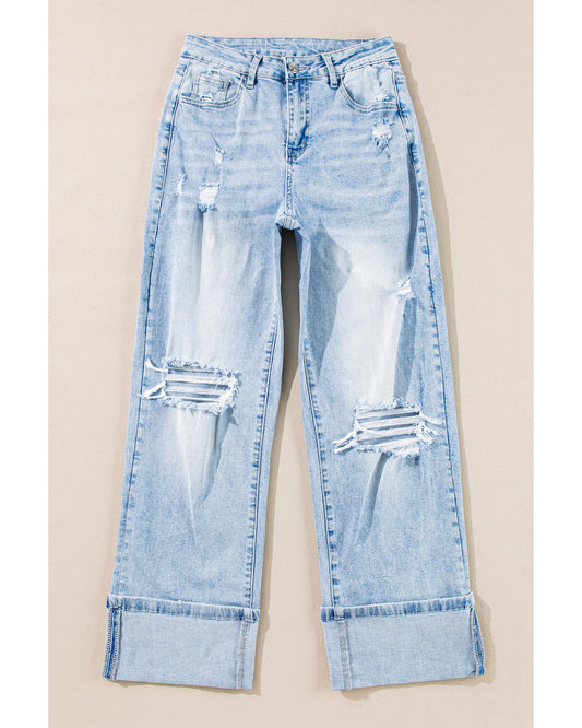 Beau Blue Light Wash Distressed Flare Jeans