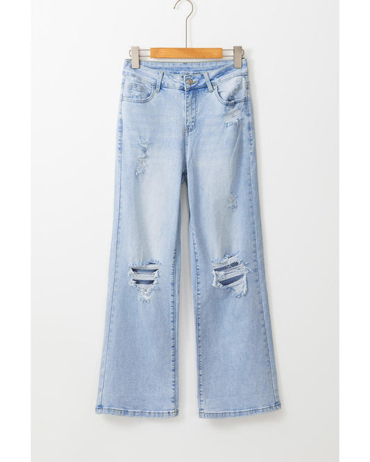 Beau Blue Light Wash Distressed Flare Jeans