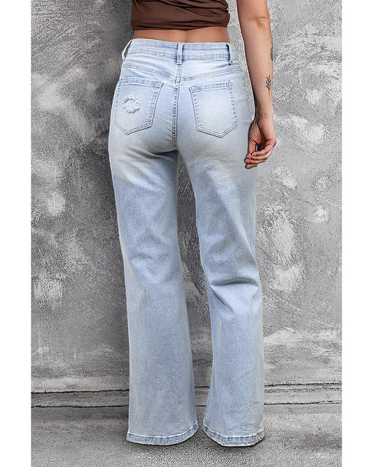 Beau Blue Light Wash Distressed Flare Jeans