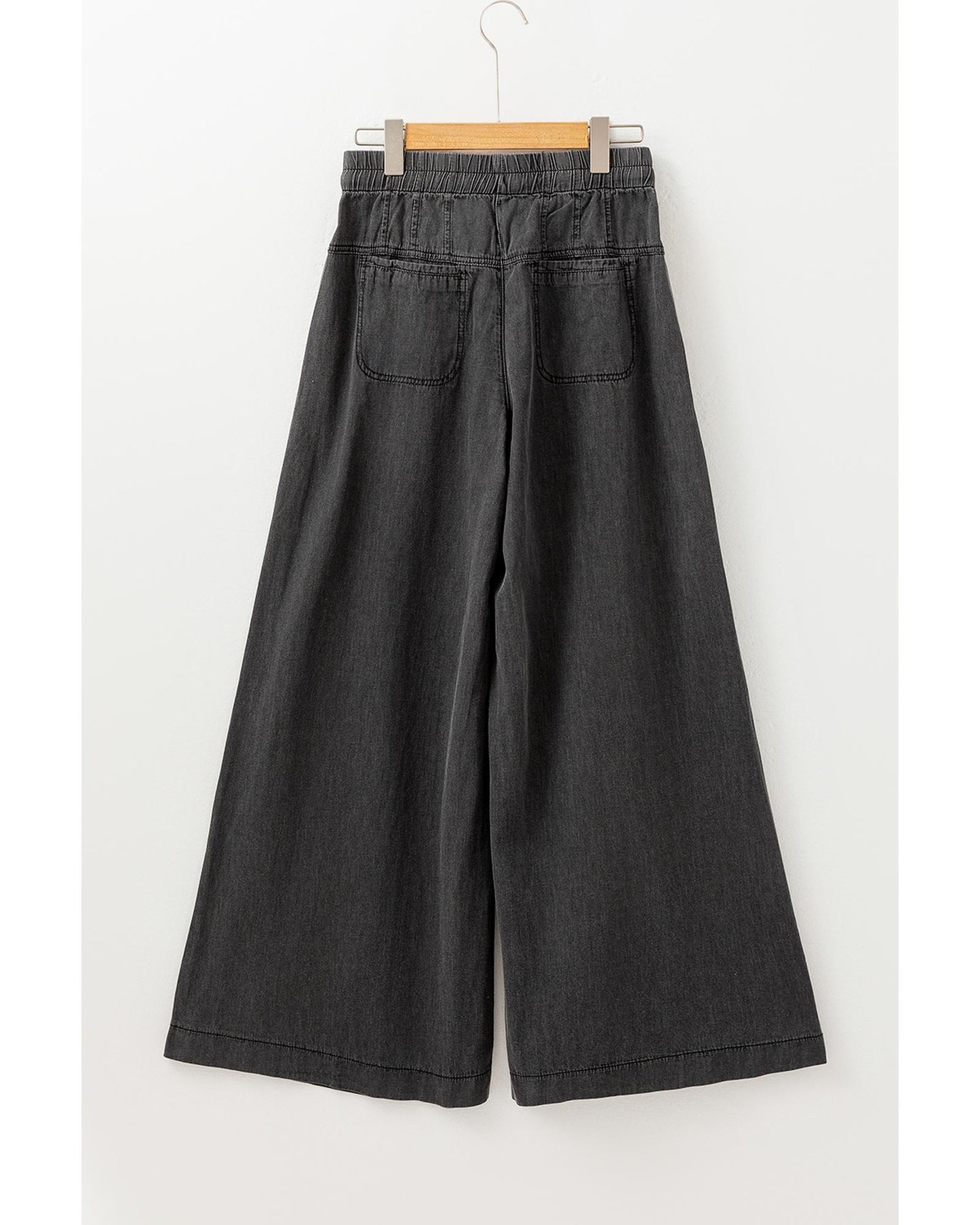Mineral Wash Button Fly Waist Wide Leg Jeans